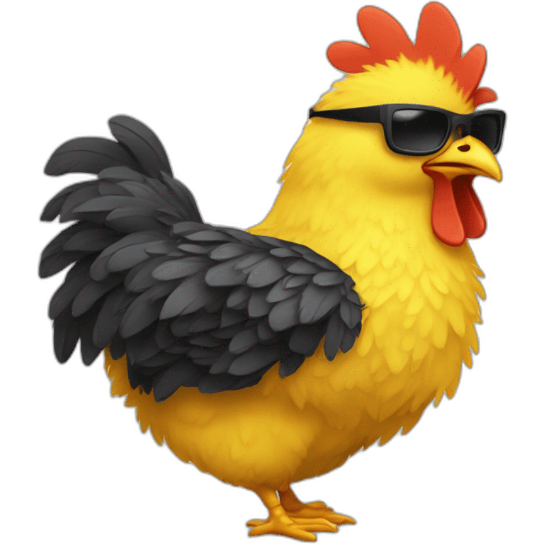 Fluffy yellow chicken with dark glasses after a thunder strike emoji