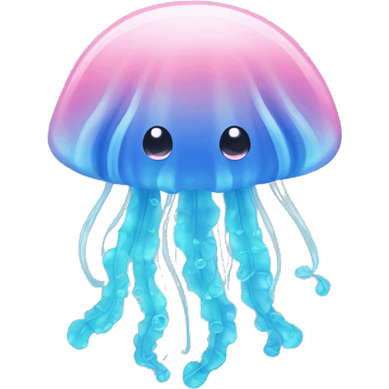 Cute light pink and blue jelly fish emoji