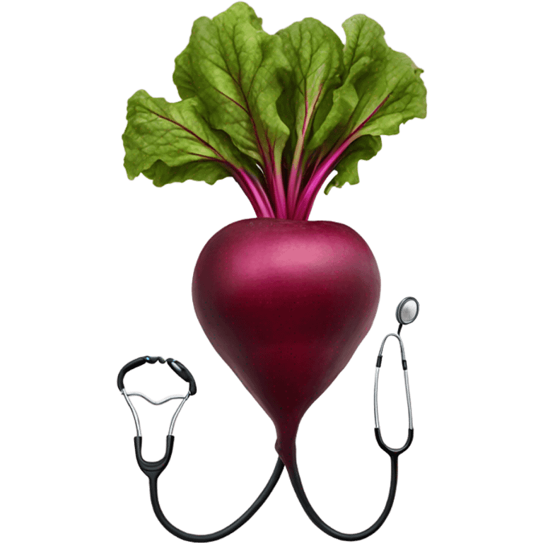 A beetroot with a stethoscope around it. emoji