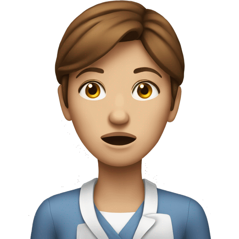 Brown haired woman who is very sick from food poisoning emoji