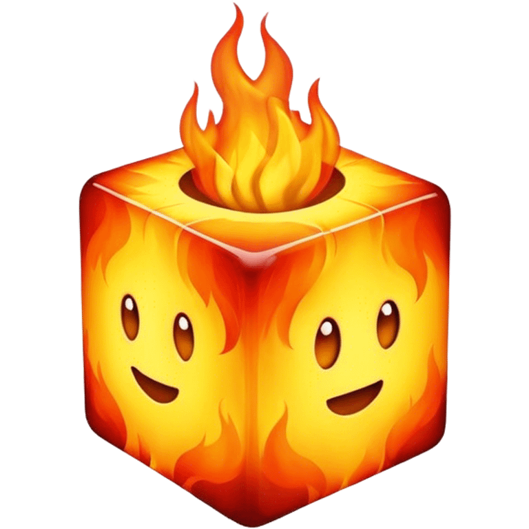 Cube made of fire emoji