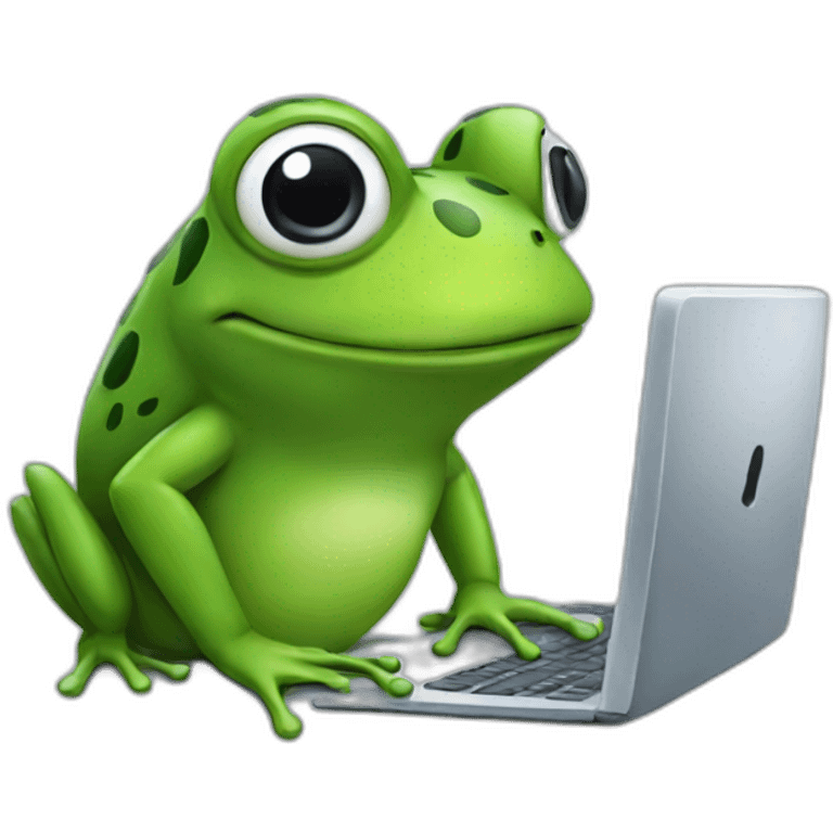 a frog writing on computer emoji