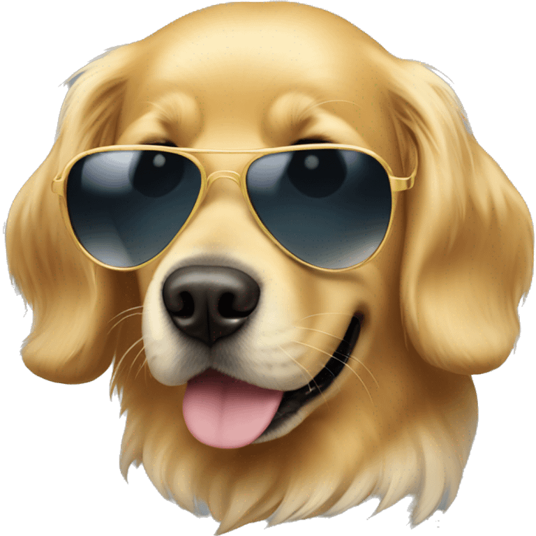 A golden retriever with sunglasses emoji