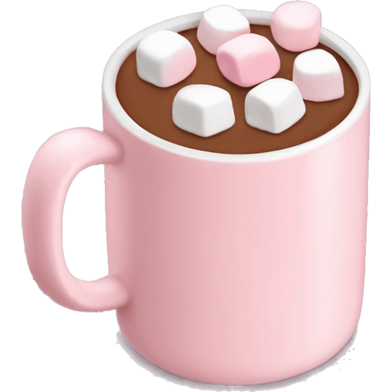 Light Pink mug of hot chocolate with marshmallows  emoji