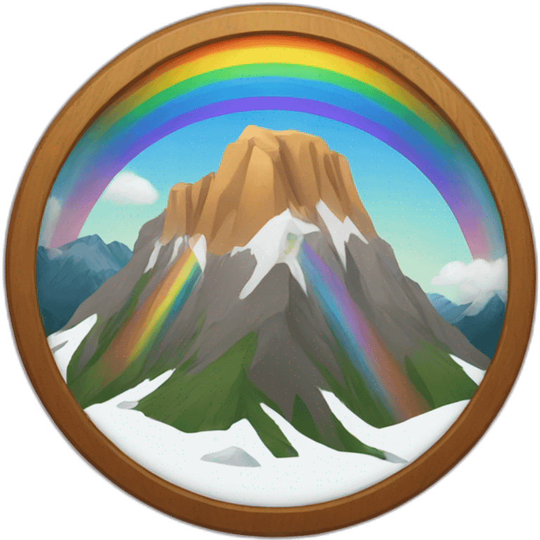 a mountain with a rainbow ring around it emoji