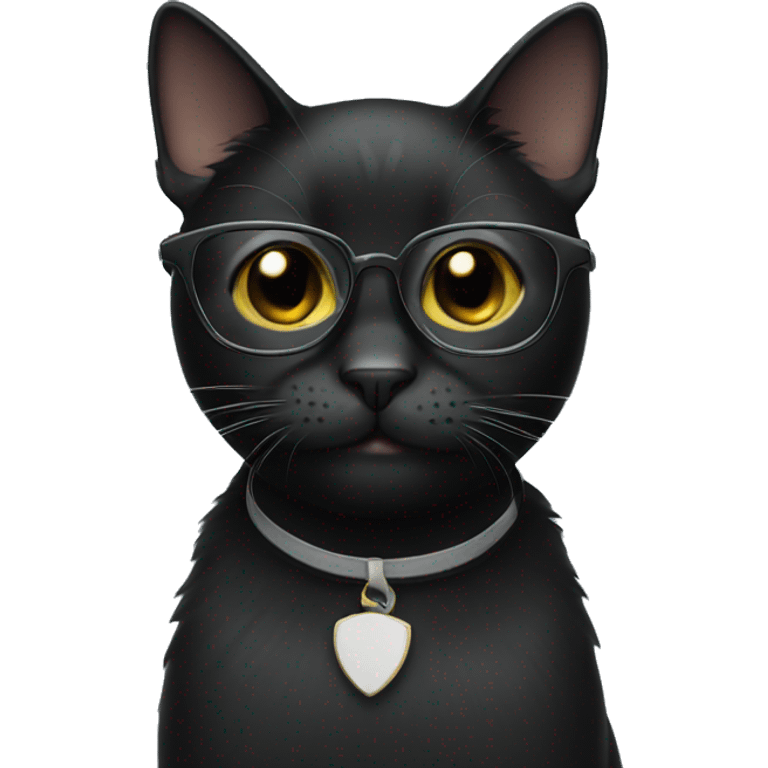 black cat with glasses emoji