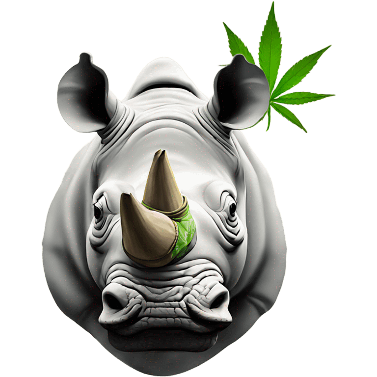 White rhino smoking hemp emoji