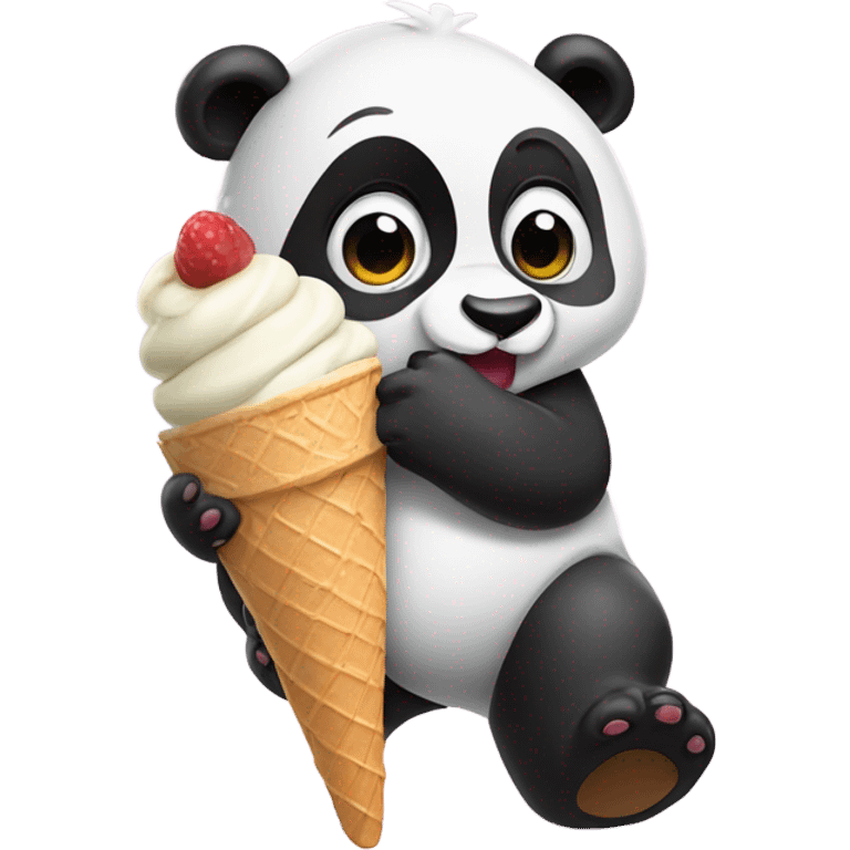 Panda eating ice cream emoji