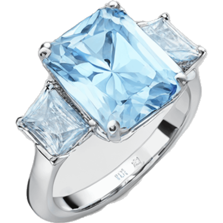 White gold Light blue 4ct radiant engagement ring  emoji