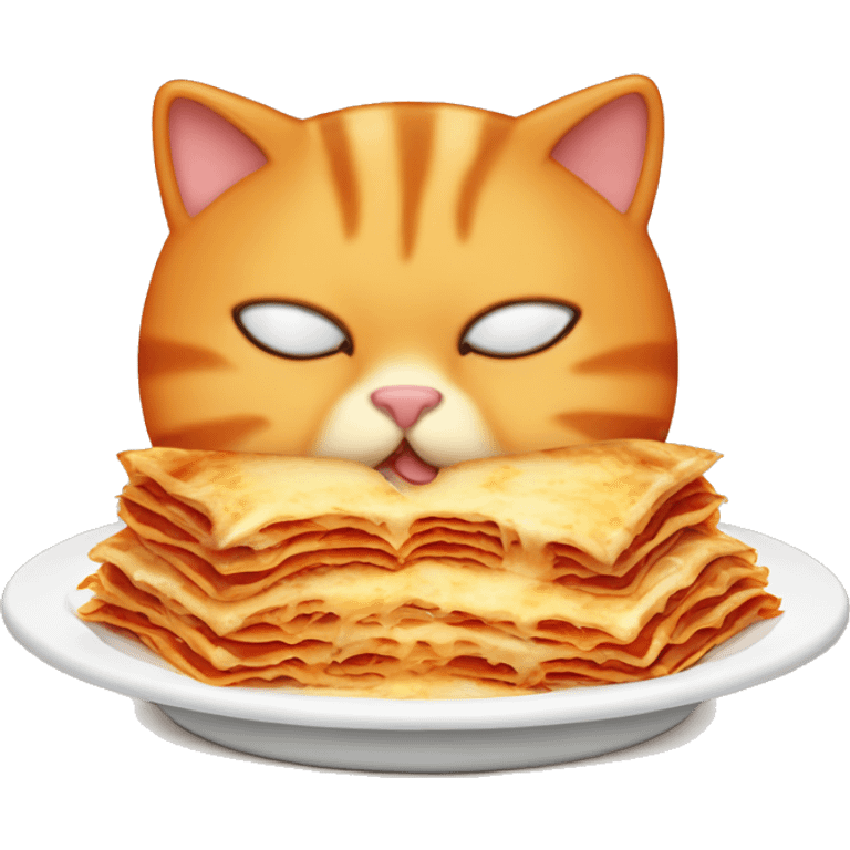 fat orange cat eating lasagna emoji