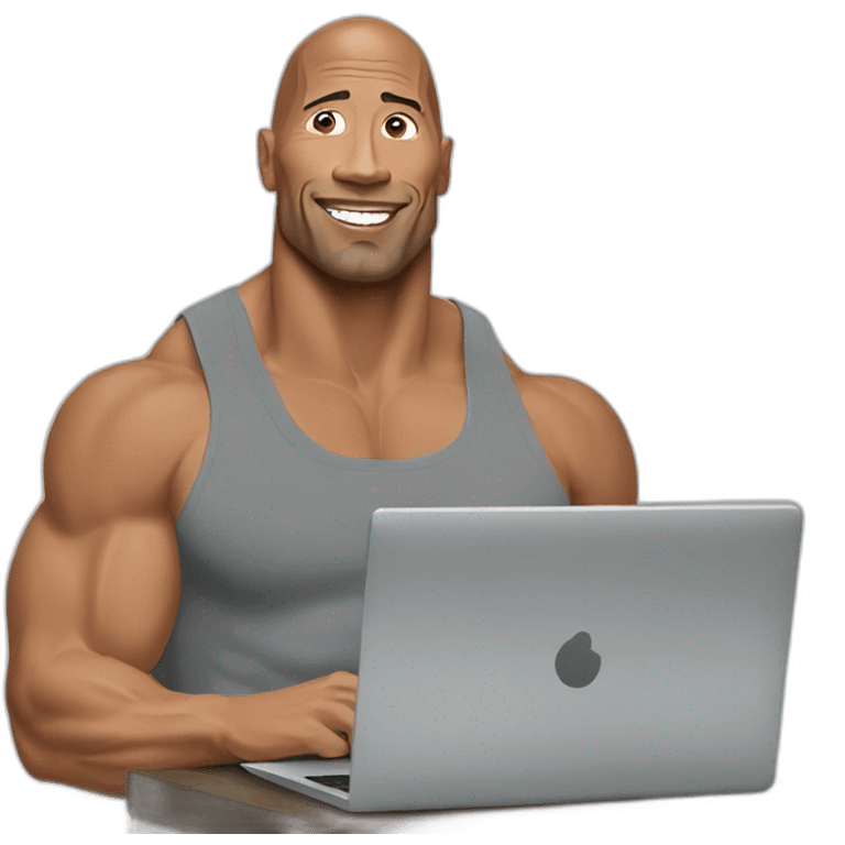 dwayne johnson with computer emoji