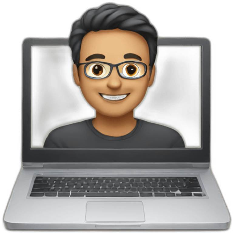 Online course on laptop emoji