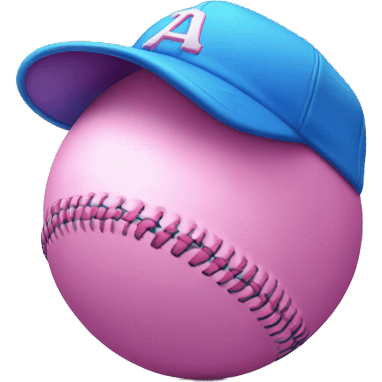 Pink and blue baseball emoji