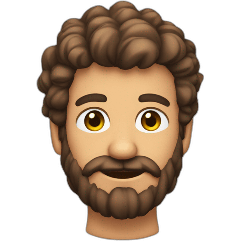 hombre de pelo castaño con barba, y ojos verdes con un dinosaurio emoji