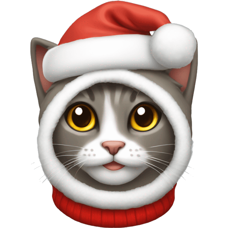 Gato con gorrito de navidad  emoji