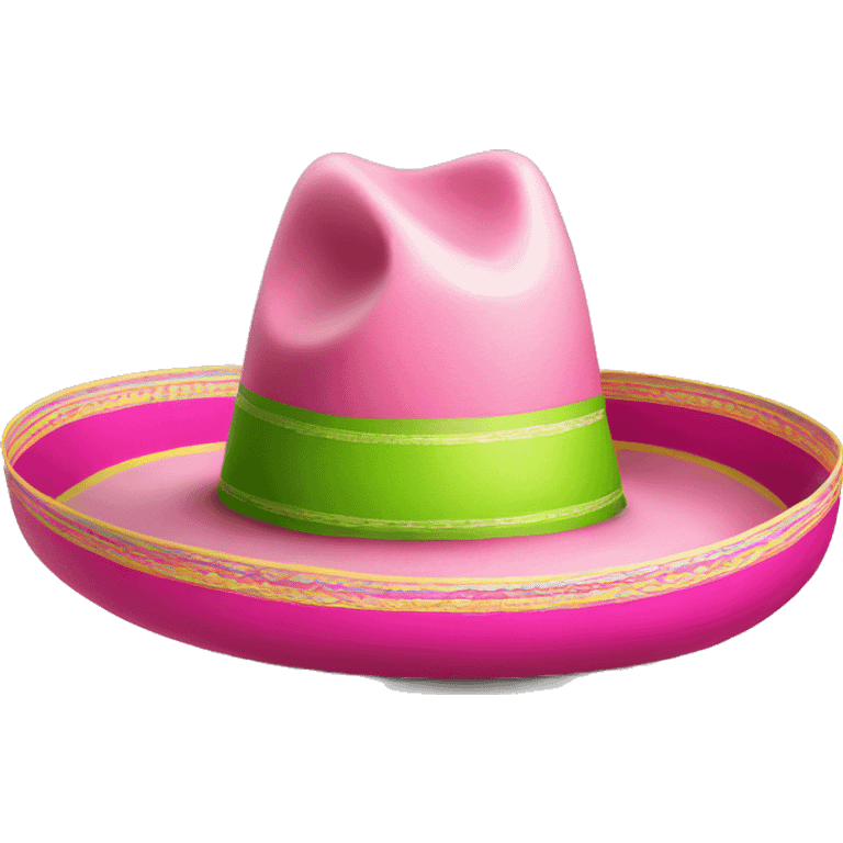 Realistic isolated pink and lime green  sombrero  emoji