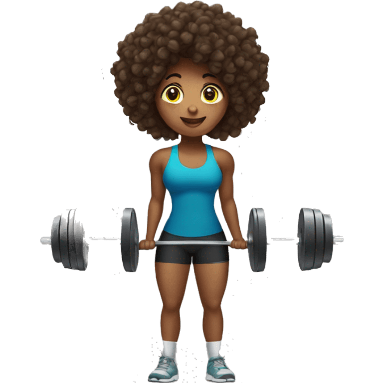 Weight lifting brazilian woman with curly hair  emoji