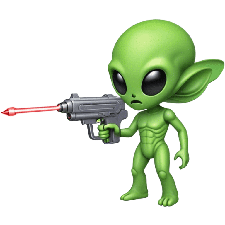 Alien emoji holding a laser gun emoji