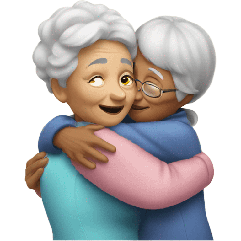 Grandma huggings with a girl emoji