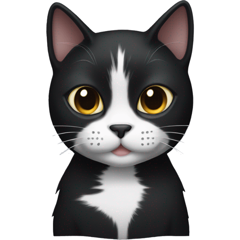 black cat with white paws and muzzle emoji