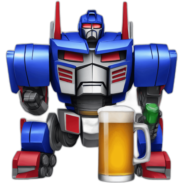 Optimus prime with beer emoji