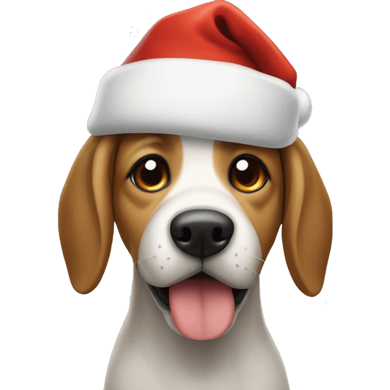 Dog wearing a Santa hat emoji