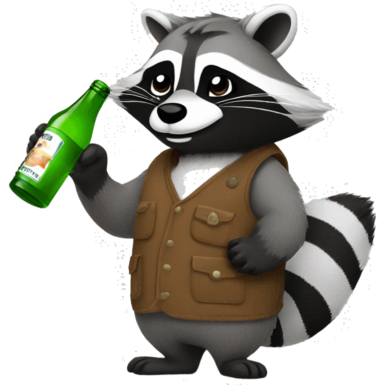 drunk raccoon drinking from a bottle emoji