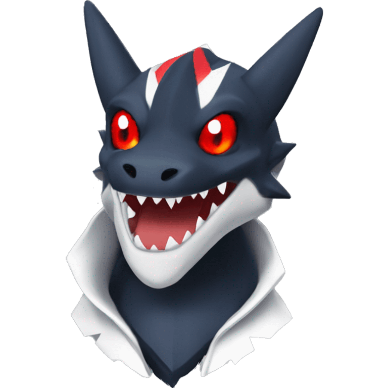 Black Cool Edgy Anthro Sharpedo-Sergal-Garchomp-Fakémon  with White and Red Edgy markings emoji