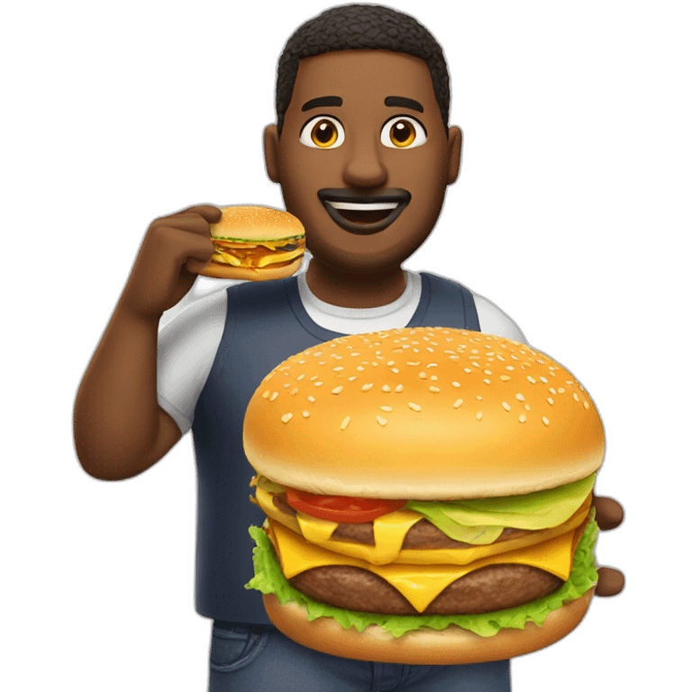 A big man eating a burger emoji