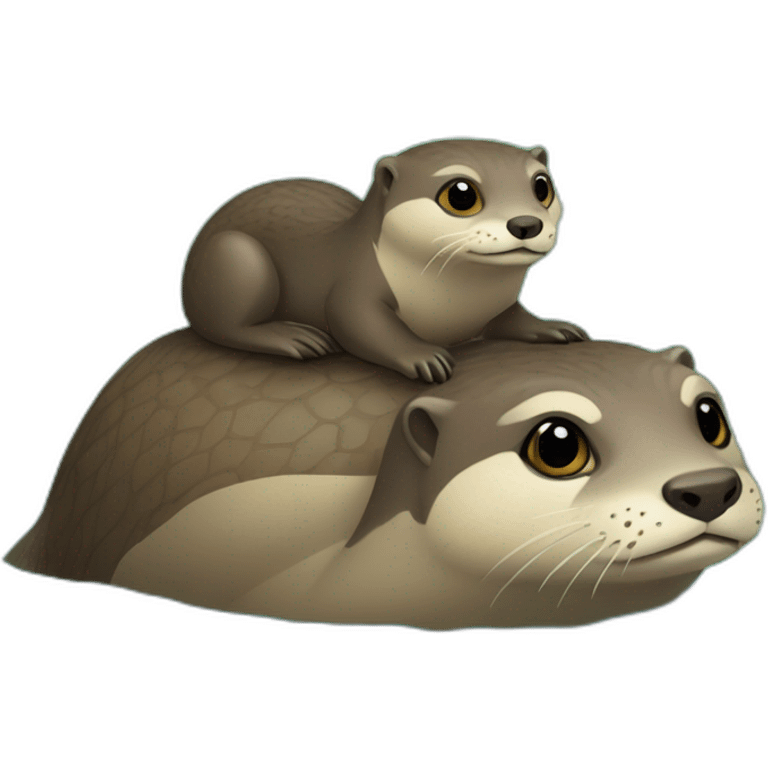 Loutre sur dos de tortue emoji