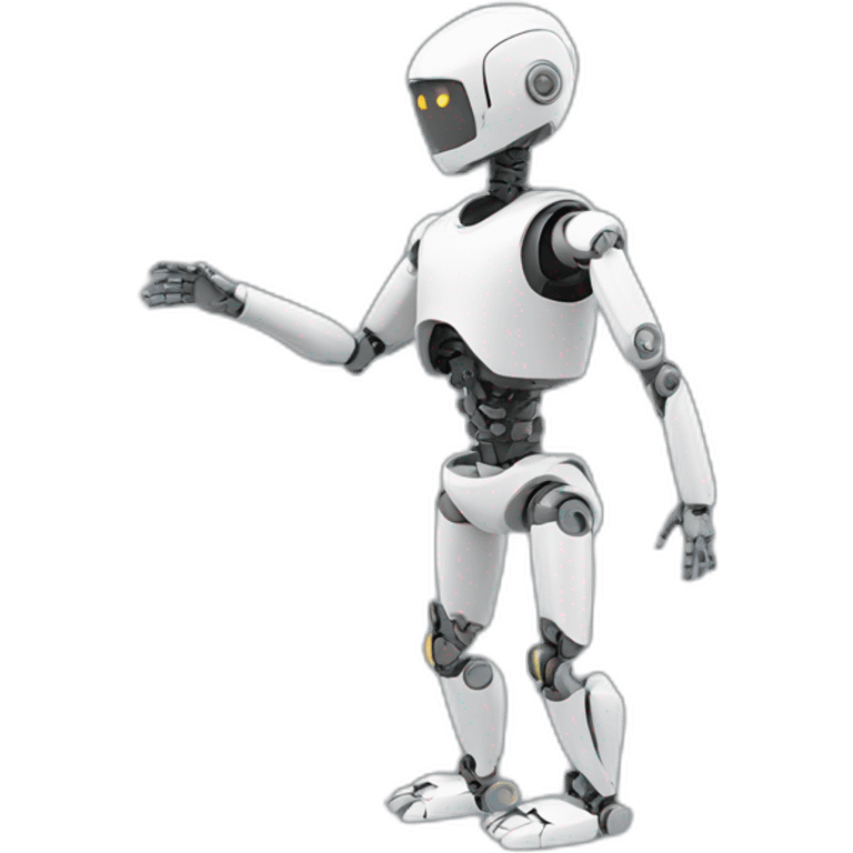 robot stretch left hand, full body,lateral view emoji