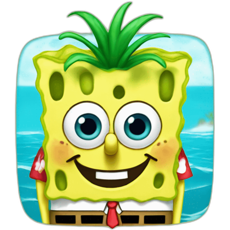 Spongebob wearing hawaian shirt  emoji