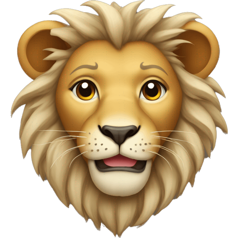 a cute lion head with a t emoji