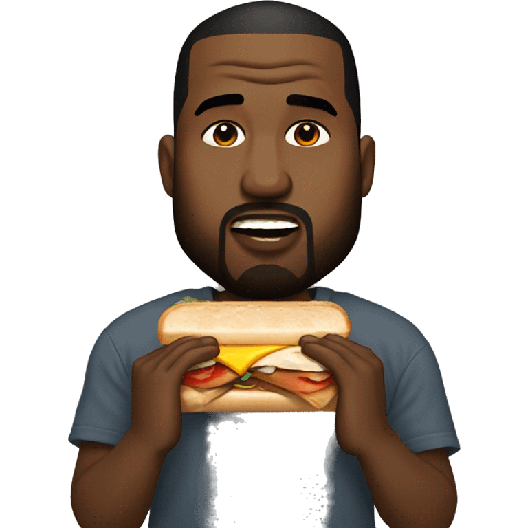 Kanye west eating a sandwiching  emoji