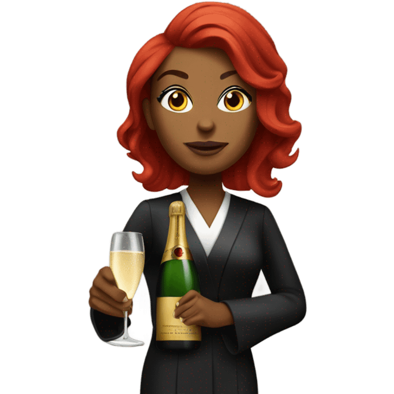 Black female red haired Judge with Champagne  emoji