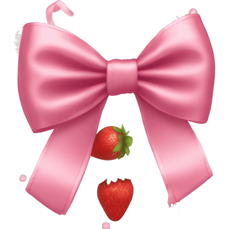 pink satin bow with strawberries emoji