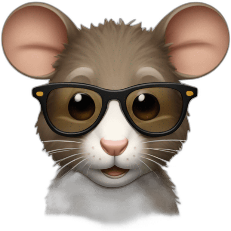 Un rat avec des lunettes et avec des cheveux bruns emoji