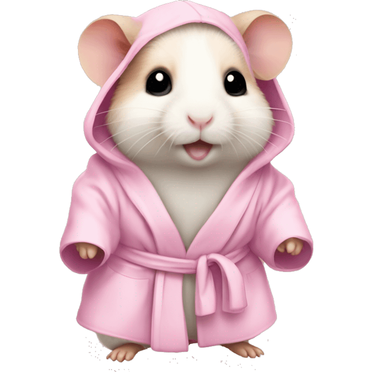 baby hamster in light pink robe full body emoji