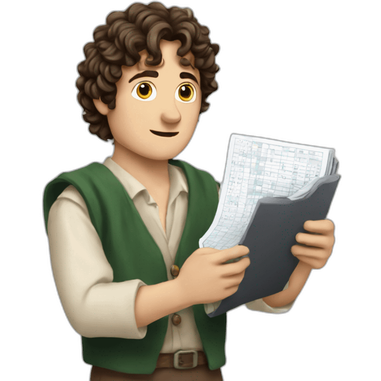 Frodo holding an excel spreadsheet file in his hands emoji