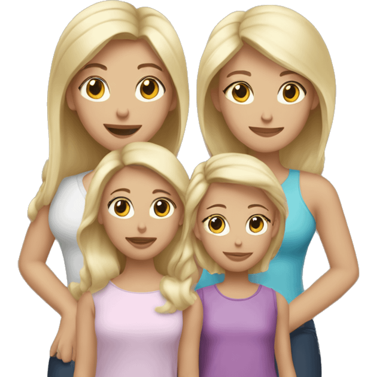 Mom with dark blond hair with a daughter with dark blonde hair and a younger daughter with light blonde hair emoji