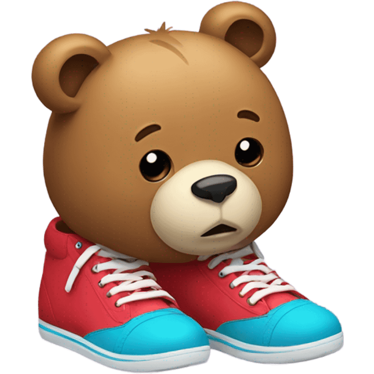 Sad bear wearing shoes emoji