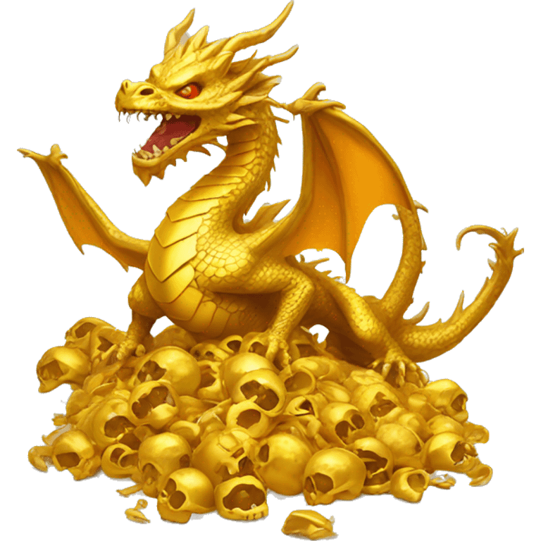 Golden dragon hoarding skulls emoji