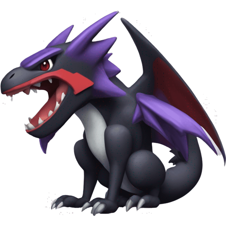 Black Cool Edgy Nargacuga-Garchomp-Noivern-Noibat Fakémon  with White and Red and purple and black Edgy markings emoji