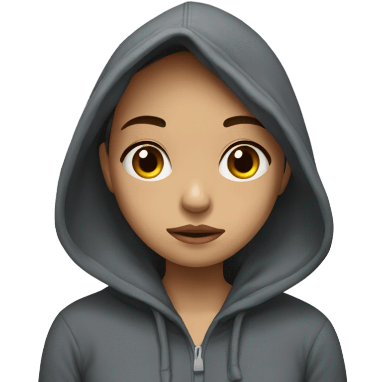 Depressed girl in hoodie with hood on emoji