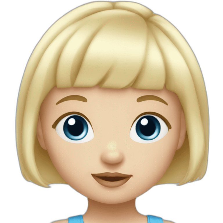 Blond baby girl with blue eyes and bangs emoji