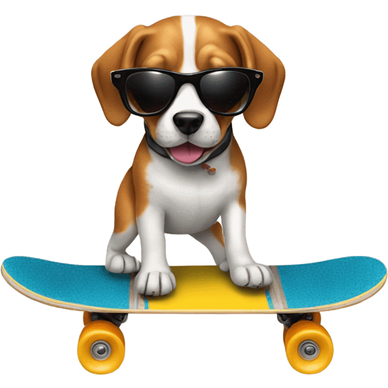 Beagle wearing sunglasses riding a skateboard emoji