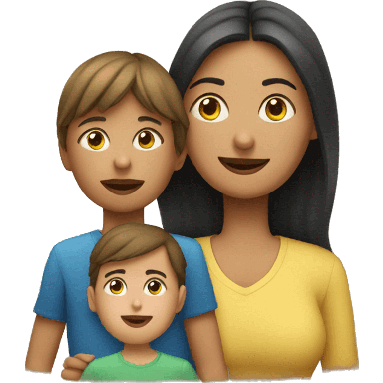 Familia de madre con un niño y una niña emoji