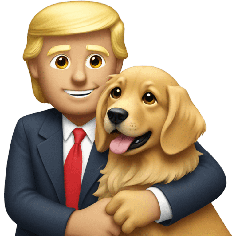 Donald trump holding a golden retriever  emoji