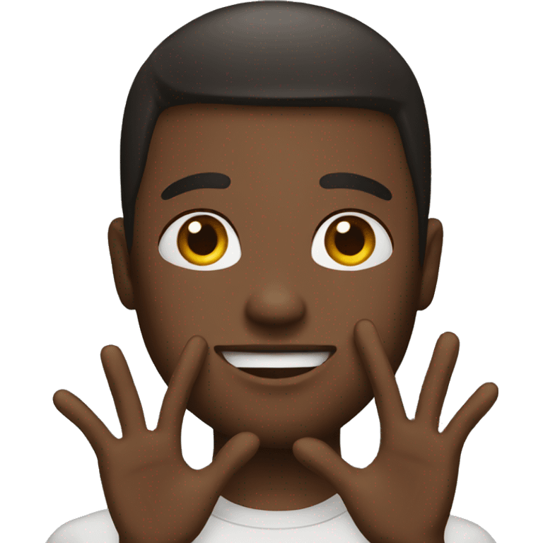 A black man with his hands straight up emoji