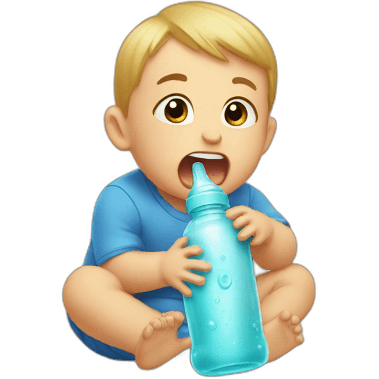 Baby bites bottle emoji